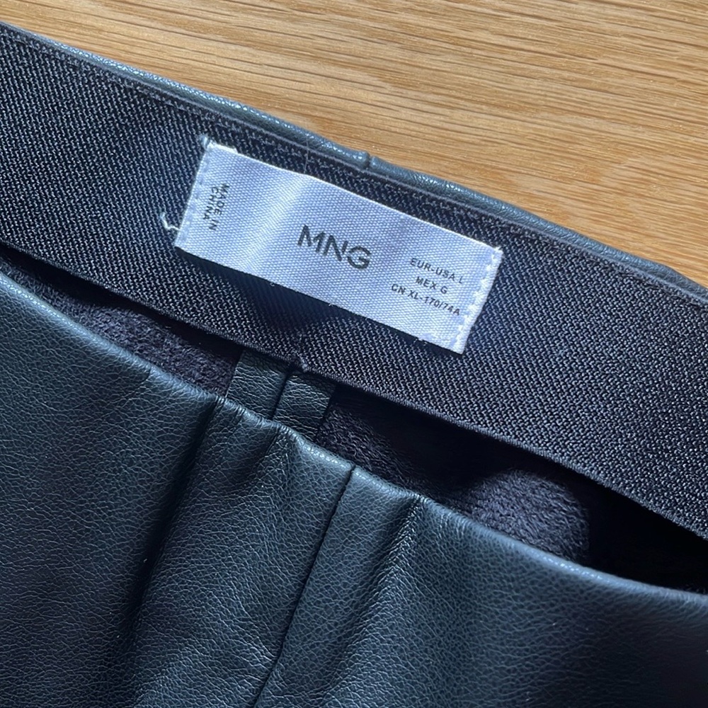Mango Black Leather-Look Pants